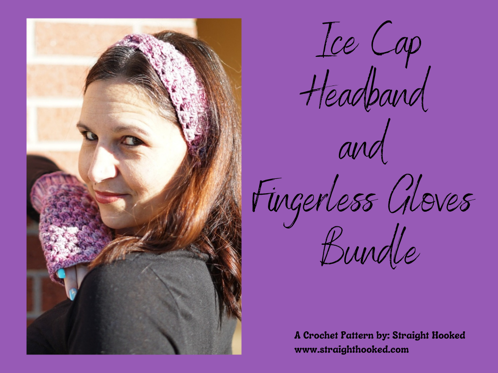 Ice Cap Fingerless Gloves and Ice Cap Headband Crochet Pattern Bundle