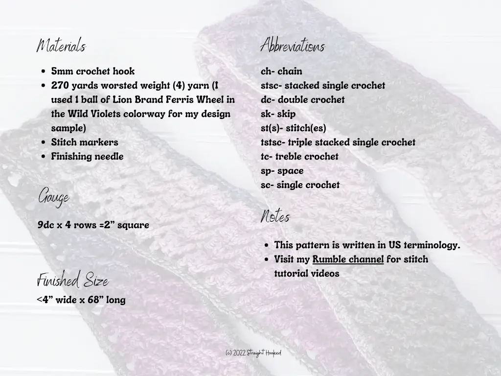 Wild Violets Scarf crochet pattern