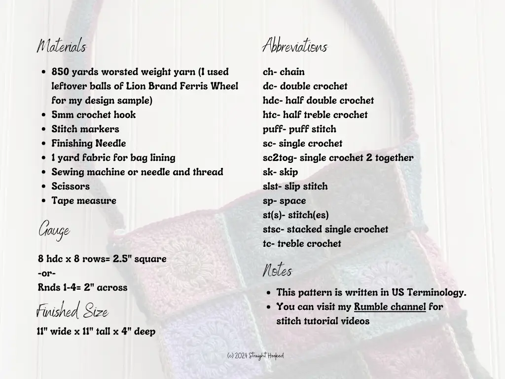 Patchwork Crossbody Handbag crochet pattern